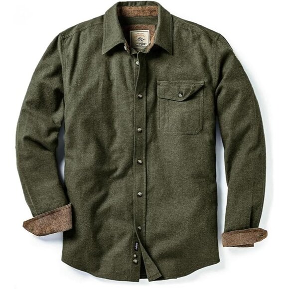 CQR Mens All Cotton Flannel Shirt Long Sleeve Brushed Soft Hunter Green size 2XL - Picture 4 of 8